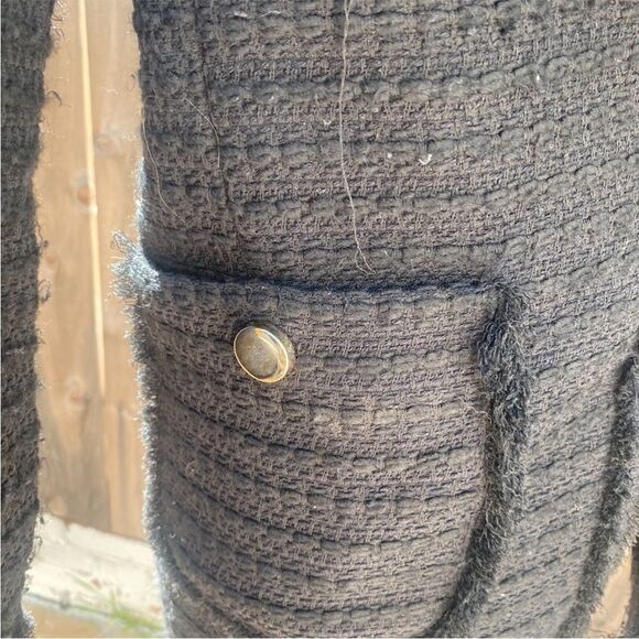 Zara black tweed long blazer jacket size XS - Picture 2 of 7